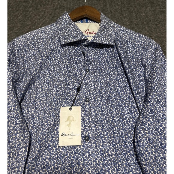 Robert graham modern americana paisley print blue button up shirt size XL dillan - Picture 1 of 8